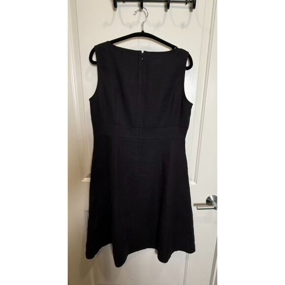 VTG Talbots Linen Black‎ Sleeveless A-Line Dress Size 12 Elegant Resort Vacation - Picture 2 of 5